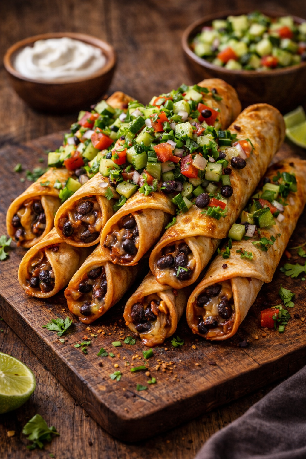Bean Taquitos with Cumber Salsa