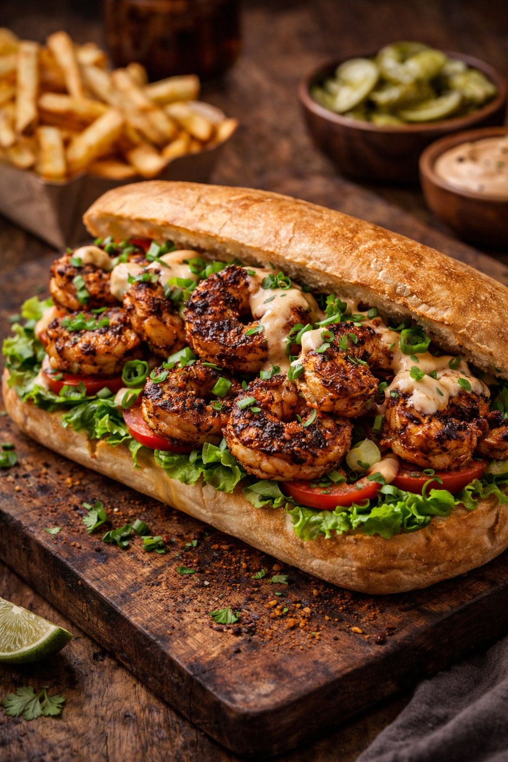 Blackened Shrimp Po'Boy