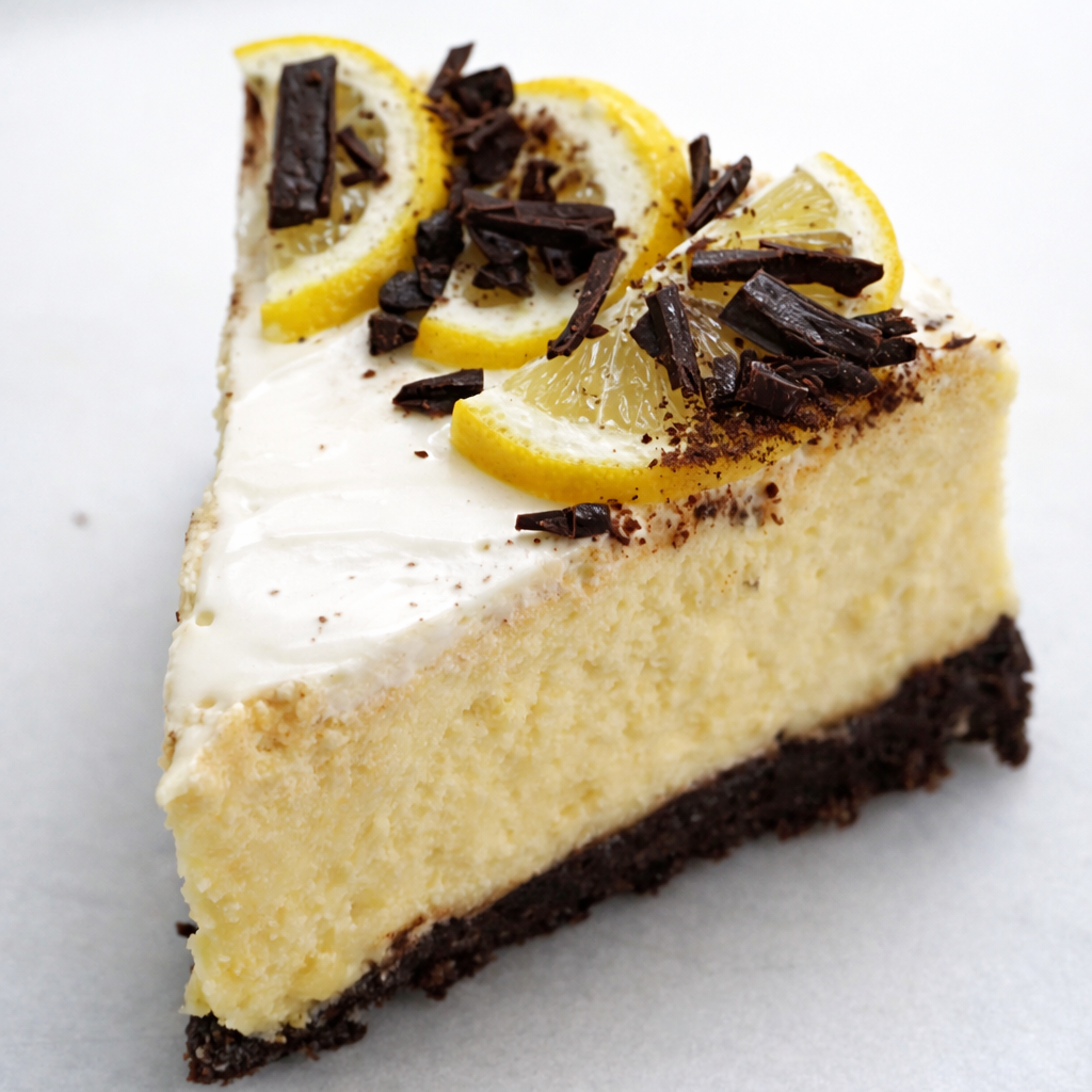 Brownie Bottom Lemon Cheesecake